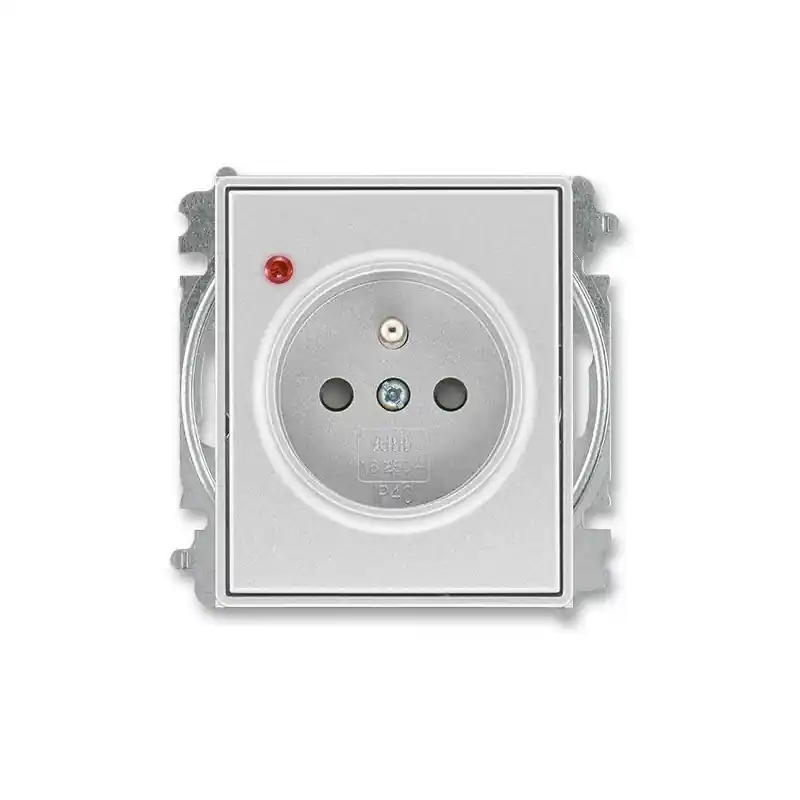 ABB 6699E-A06357 08, TIME Zásuvka s přepěťovou ochranou, s clonkami, s optickou signalizací poruchy (typ 6619); titanová Super Cena