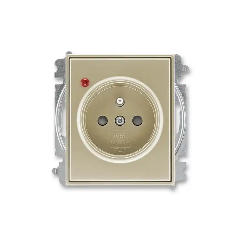 Výprodej ABB 6699E-A06357 33, TIME Zásuvka s přepěťovou ochranou, s clonkami, s optickou signalizací poruchy (typ 6619); šampaňská