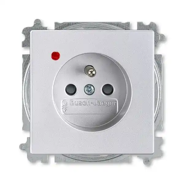 Cenový Hit ABB 6699B-A0635783, FUTURE Zásuvka s přepěťovou ochranou, s clonkami, s optickou signalizací poruchy (typ 6619); hliníková stříbrná