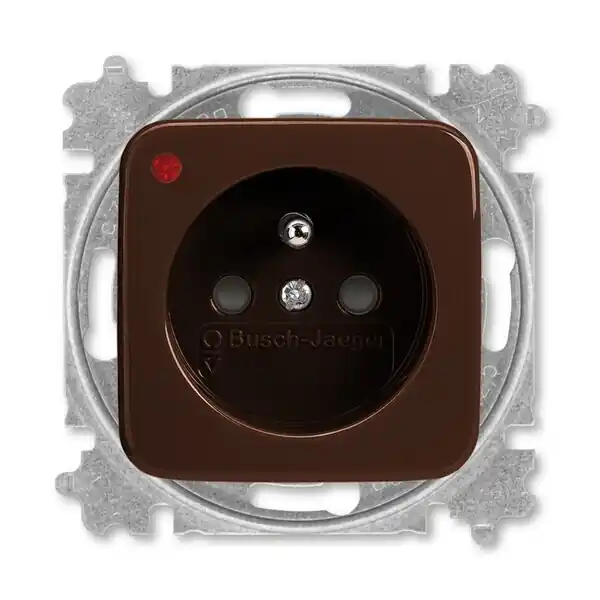 ABB 6699B-A06357 H Zásuvka s přepěťovou ochranou, s clonkami, s optickou signalizací poruchy (typ 6619); hnědá Exkluzivní