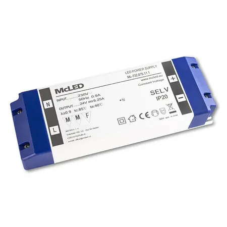 McLED ML-732.075.11.1 Napájecí zdroj 150W, DC24V/6,25A, IP20, plastové provedení se svorkovnicí Cenový Hit
