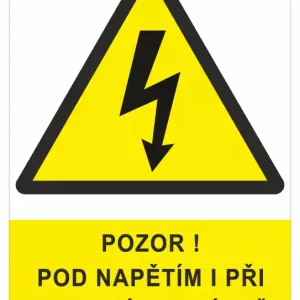 STRO.M 0122a-01-02 Pozor pod napětím i při vypnutém vypínači! A7 (samolepka) Bezpečná Platba