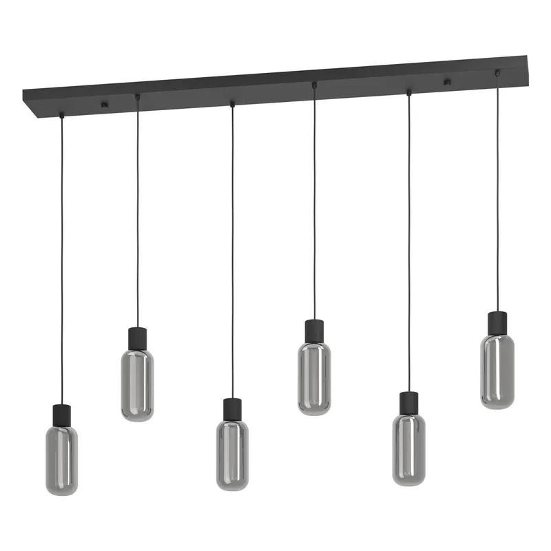 Top Prodej EGLO 901006 MAIONE Závěsné svítidlo 6x E27 max6W 230V černá/kouřové sklo