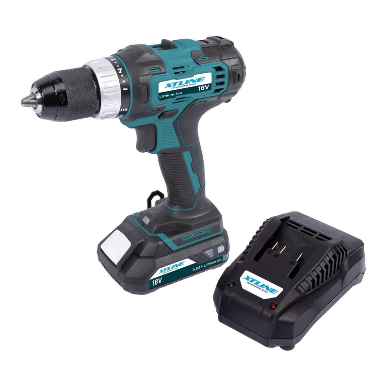 Nejlepší Cena XTLINE XT102705-1B2 Aku vrtačka 18 V, 40 Nm + 1 baterie 2.0 Ah + nabíječka 2.4 A