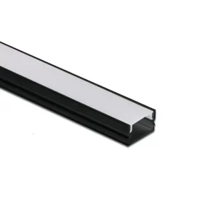 Autentický McLED ML-761.352.43.2 Přisazený hliníkový profil černý PF, 24x10 mm, včetně mléčného difuzoru, 2 m