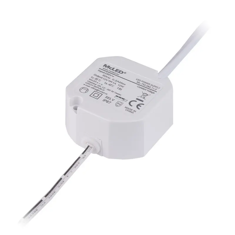 McLED ML-732.082.11.0 Napájecí zdroj 12V/DC 1A 12W IP67, do elektroinstalační krabice Dokud Zásoby Vydrží