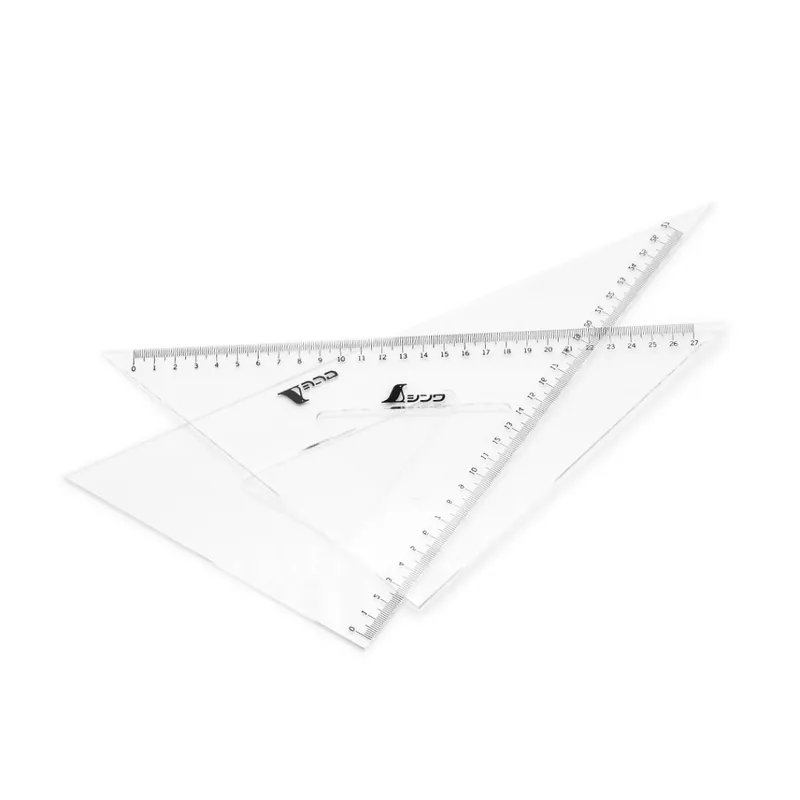 Japonský pravoúhlý plastový trojúhelník SHINWA 27 cm - sada 2 ks Profesionální