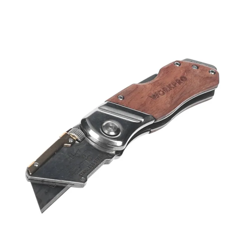 Ruční Výroba Skládací pracovní nůž s dřevěnou rukojetí WORKPRO - WP211014